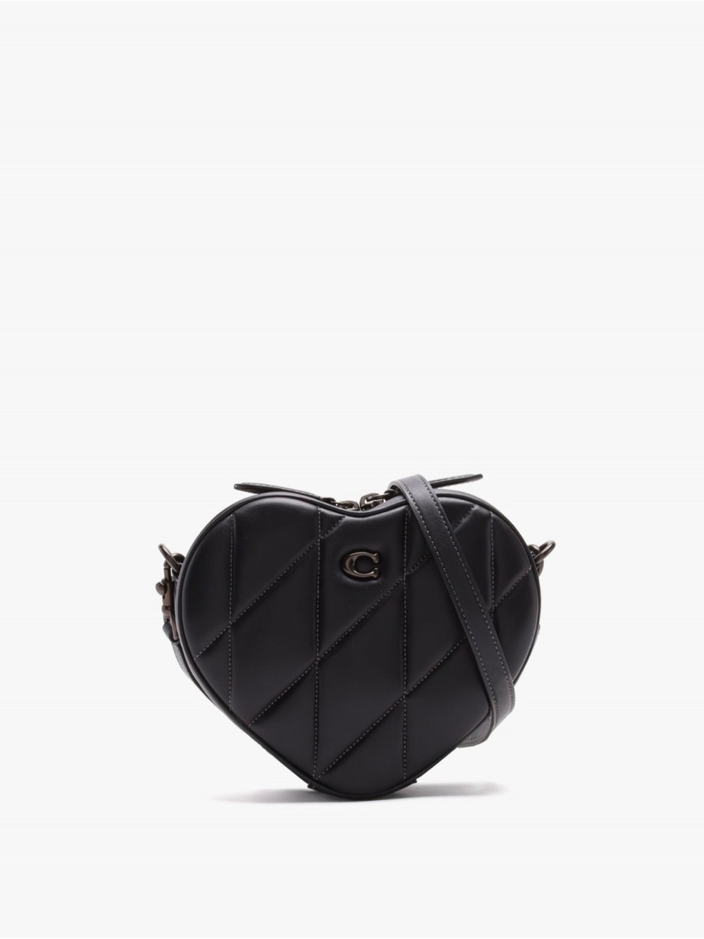 NWT Coach Heart Crossbody Bag With Quilting, Black/Pewter